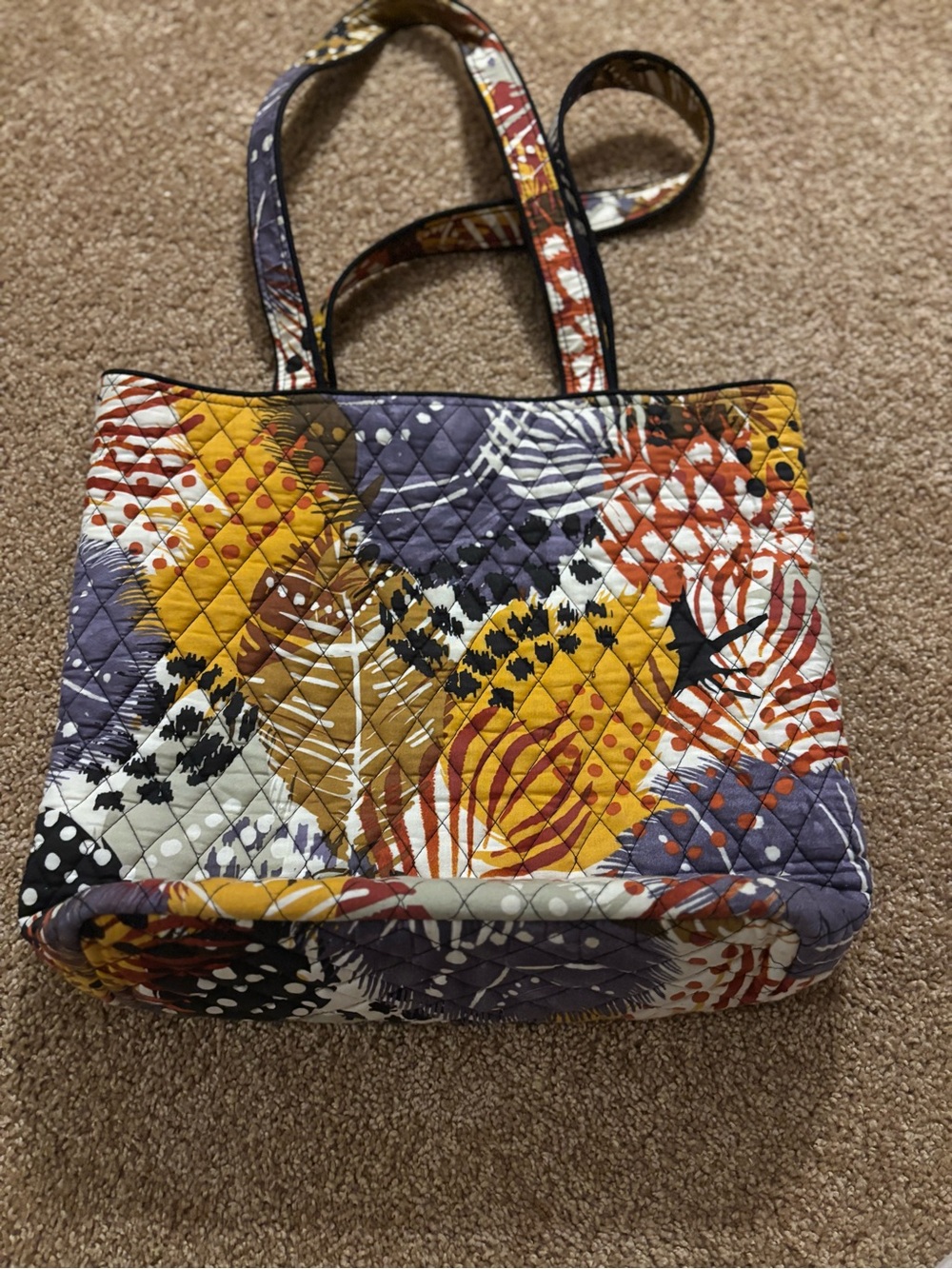 Vera Bradley Quilted Patchwork Tote in Mustard, Purple & Rust